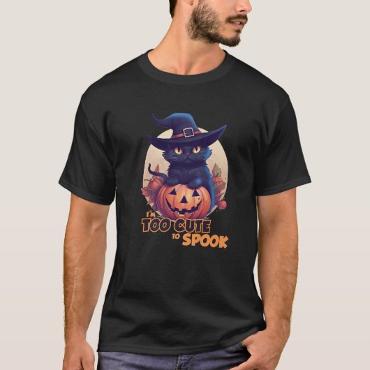 Black Cat Pumpkin Ich bin zu Niedlich, um Vollmond T-Shirt (Vorderseite)