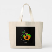 Black Cat Pumpkin Jumbo Tote Bag Stoffbeutel (Rückseite)
