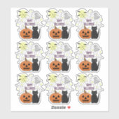 Black Cat & Pumpkin Kein Beängstigendes Halloween Aufkleber (Blatt)