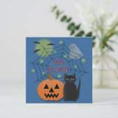 Black Cat & Pumpkin Kein Beängstigendes Halloween Einladung (Stehend Vorderseite)