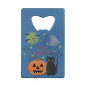 Black Cat & Pumpkin Kein Beängstigendes Halloween Geldbeutel Flaschenöffner (Rückseite)