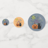 Black Cat & Pumpkin Kein Beängstigendes Halloween Konfetti (Rückseiten)