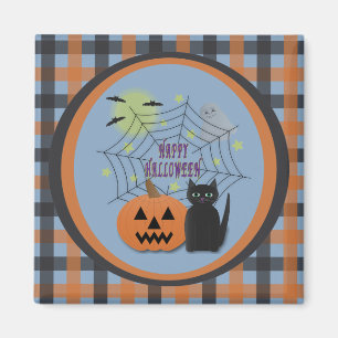 Black Cat & Pumpkin Kein Beängstigendes Halloween Magnet