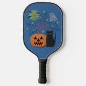 Black Cat & Pumpkin Kein Beängstigendes Halloween Pickleball Schläger (Rückseite)