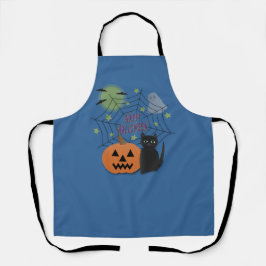 Black Cat & Pumpkin Kein Beängstigendes Halloween Schürze