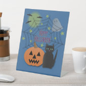 Black Cat & Pumpkin Kein Beängstigendes Halloween Sockelschild (In SItu)