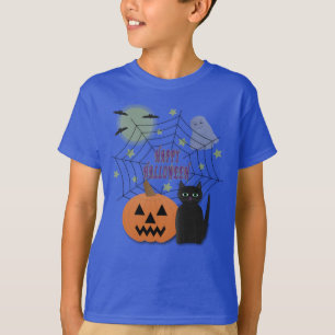 Black Cat & Pumpkin Kein Beängstigendes Halloween T-Shirt