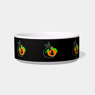 Black Cat Pumpkin Keramik Pet Bowl Napf