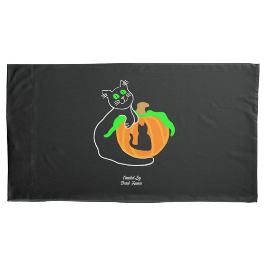 Black Cat Pumpkin King Size Pillowcase Kissenbezug (Vorderseite)