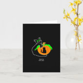 Black Cat Pumpkin Kleine vertikale Grußkarte Karte (Gelbe Blume)