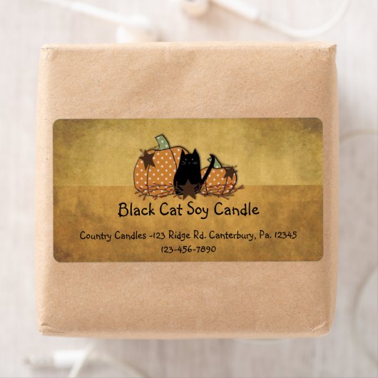 Black Cat & Pumpkin Label (Insitu)