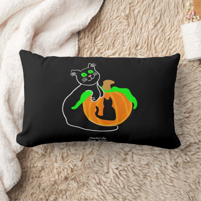Black Cat Pumpkin Lumbar Pillow Lendenkissen (Decke)