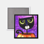 Black Cat & Pumpkin - Magnet (Vorderseite/Rückseite)