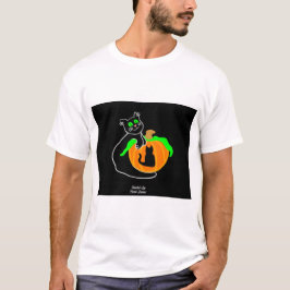 Black Cat Pumpkin Men's White Basic T Shirt