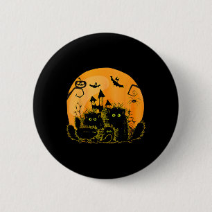 Black Cat Pumpkin Moon Halloween Kostüm Cat Lover Button