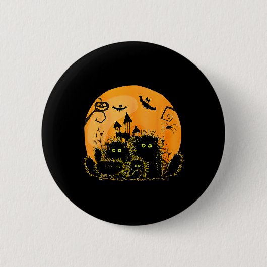 Black Cat Pumpkin Moon Halloween Kostüm Cat Lover Button (Vorderseite)