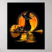 Black Cat Pumpkin Moon Halloween Kostüm Cat Lover Poster (Vorne)
