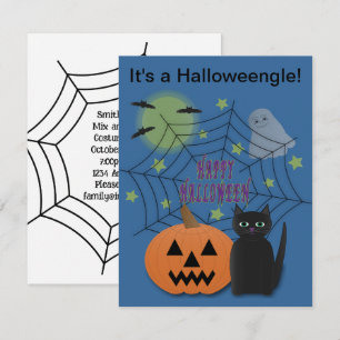 Black Cat & Pumpkin Nicht Beängstigend Halloweenga Einladung