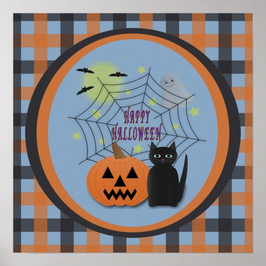 Black Cat & Pumpkin Not Scary Halloween Poster (Vorne)