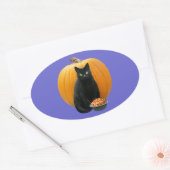 Black Cat Pumpkin Ovaler Aufkleber (Umschlag)