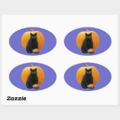 Black Cat Pumpkin Ovaler Aufkleber (Blatt)