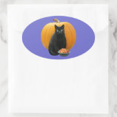 Black Cat Pumpkin Ovaler Aufkleber (Tasche)