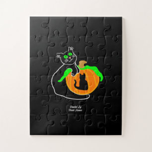 Black Cat Pumpkin Oversified Puzzle