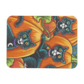 Black Cat Pumpkin Patch Halloween Magnet Holiday (Horizontal)