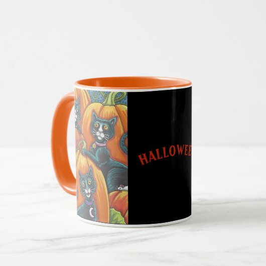 Black Cat Pumpkin Patch Halloween-TASSE Tasse (Vorderseite Links)