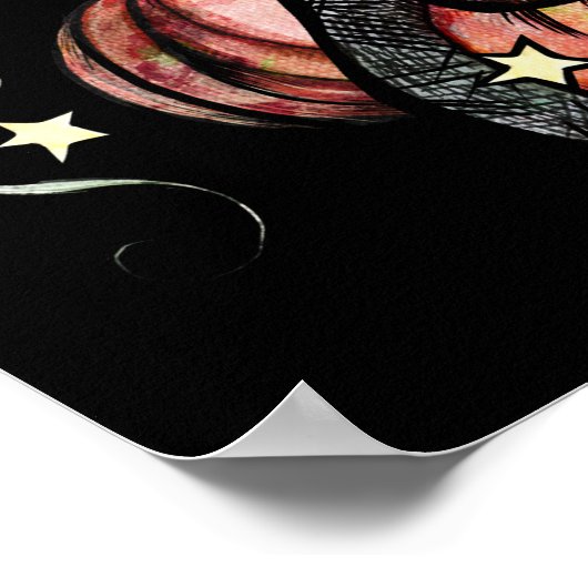 Black Cat Pumpkin Patch Moon Poster (Ecke)