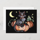 Black Cat Pumpkin Patch Moon Postkarte (Vorne/Hinten)