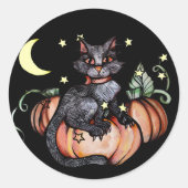 Black Cat Pumpkin Patch Moon Runder Aufkleber (Vorderseite)