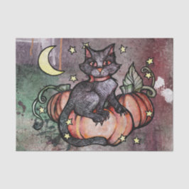 Black Cat Pumpkin Patch Moon Seidenpapier