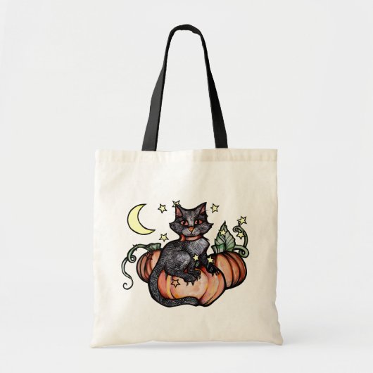 Black Cat Pumpkin Patch Moon Tragetasche (Vorne)