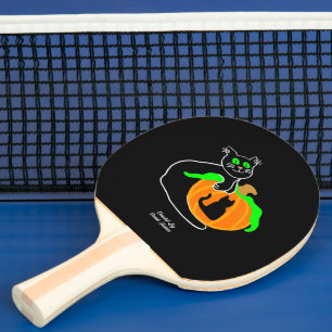 Black Cat Pumpkin Ping Pong Paddle Tischtennis Schläger