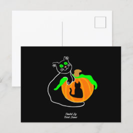Black Cat Pumpkin Postcard Postkarte