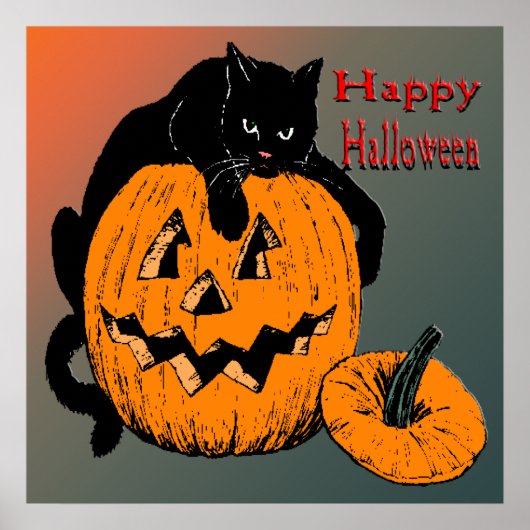 Black Cat Pumpkin Poster (Vorne)