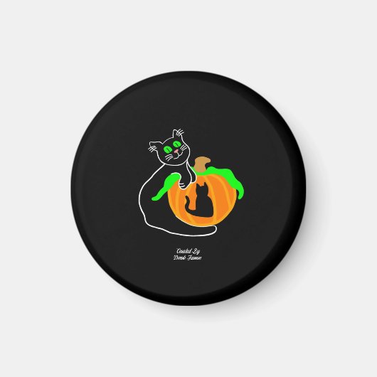 Black Cat Pumpkin Round Magnet (Vorne)