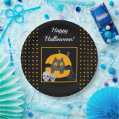 Black Cat Pumpkin Skulls Kids Halloween-Party Pappteller (Party)