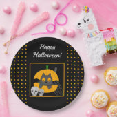 Black Cat Pumpkin Skulls Kids Halloween-Party Pappteller (Party)