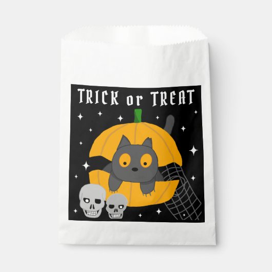 Black Cat Pumpkin Skulls Trick oder Treat Hallowee Geschenktütchen (Vorderseite)