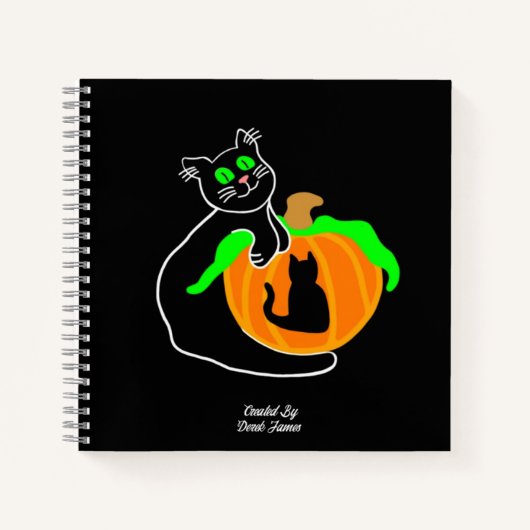 Black Cat Pumpkin Spiral Notebook Notizblock (Vorderseite)