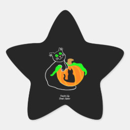 Black Cat Pumpkin Star Sticker