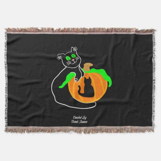 Black Cat Pumpkin Throw Blanket Decke (Vorderseite)