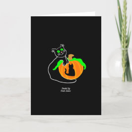 Black Cat Pumpkin Vertical Standard Grußkarte Karte