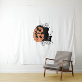 Black Cat Pumpkin Wandteppich (Beispiel (Horizontal))