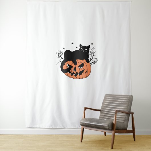 Black Cat Pumpkin Wandteppich (Beispiel)