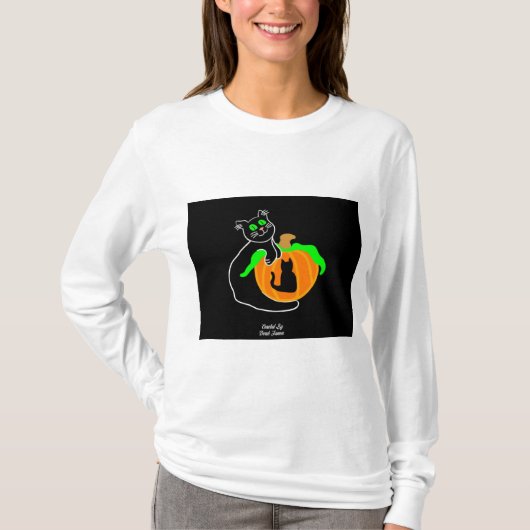 Black Cat Pumpkin Women's Long Sleeve Shirt (Vorderseite)