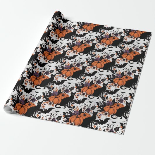 Black Cat Pumpkins Geschenkpapier (Ungerollt)