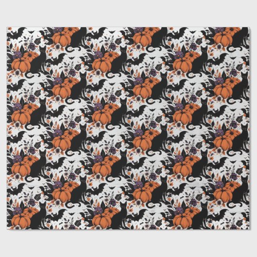 Black Cat Pumpkins Geschenkpapier (Flach)